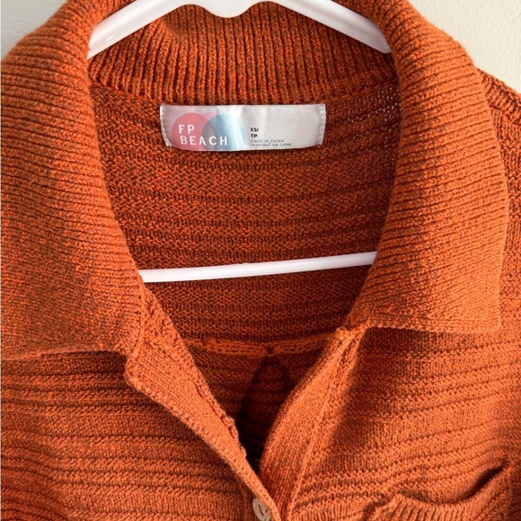 Free People Beach Day Dreaming Button-Up Cardigan - Burnt Orange - Extra Small - Picture 9 of 11